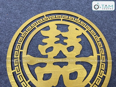 Chữ gỗ Song Hỷ tròn - Wedding nhiều kiểu [Gỗ nhẹ - Sơn thủ công] ĐK 30-40cm CHU-GO-23